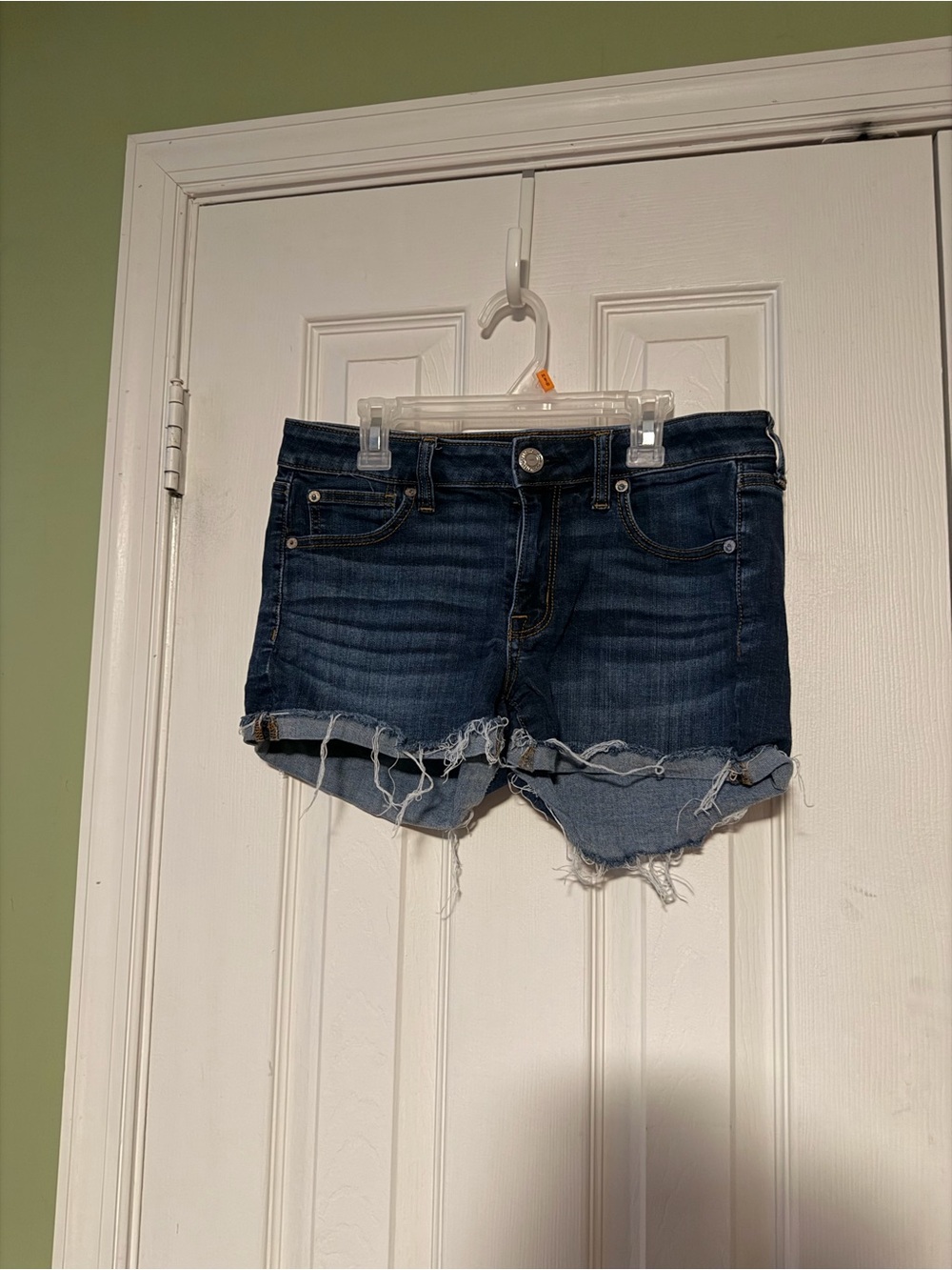 American Eagle Outfitters Dark Blue Distressed Denim Cutoff Shorts